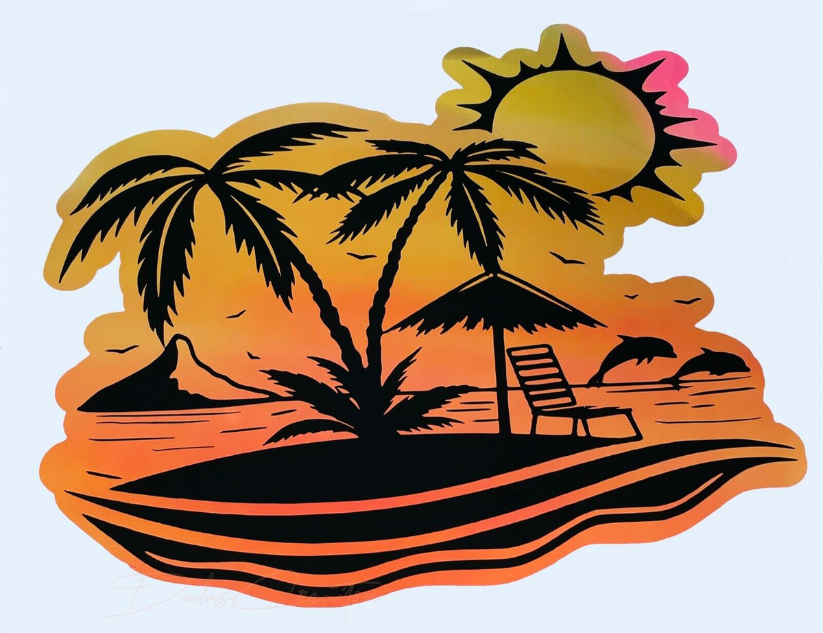 California Palm Tree Beach Landscape Vinyl Waterproof Sticker – ANNOTATED  AUDREY