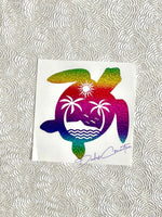 Rainbow Turtle with Palm Trees Decal