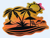 Sunset at Beach Vinyl Sticker Salt Sea Beach Life Ocean Palm Trees