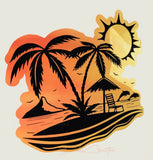 Sunset at Beach Vinyl Sticker Salt Sea Beach Life Ocean Palm Trees