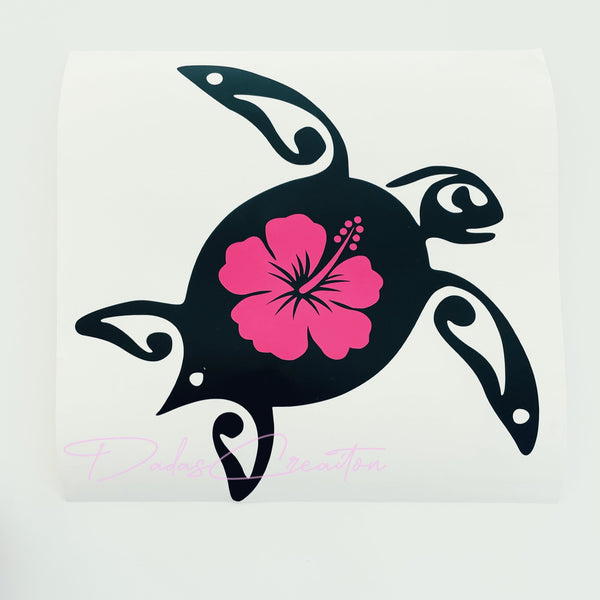 Turtle with Pink Flower Decal.